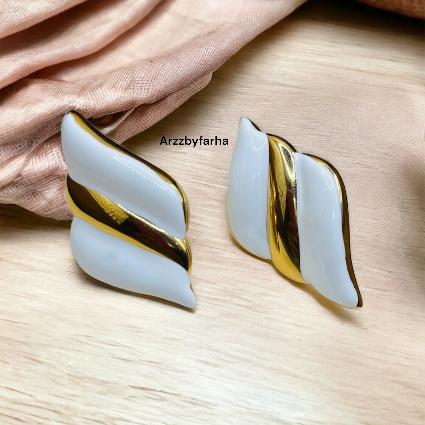 White Gold Leaf Studs Earrings