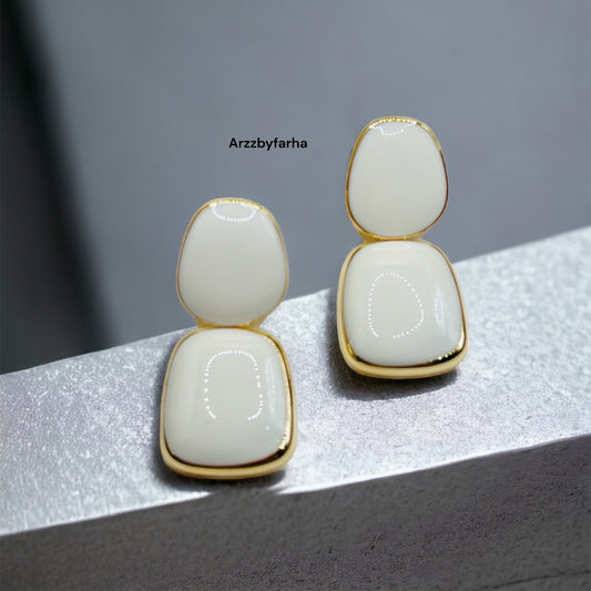 Cream Enamel Drop Earrings