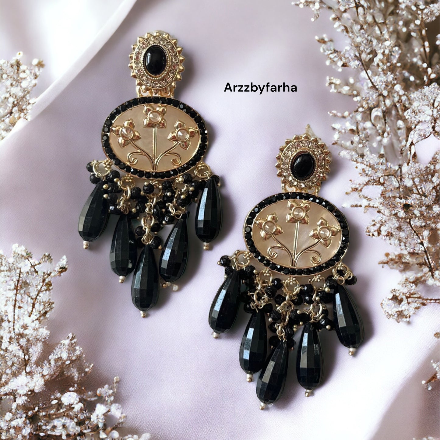 MOP Black Dangle Earrings