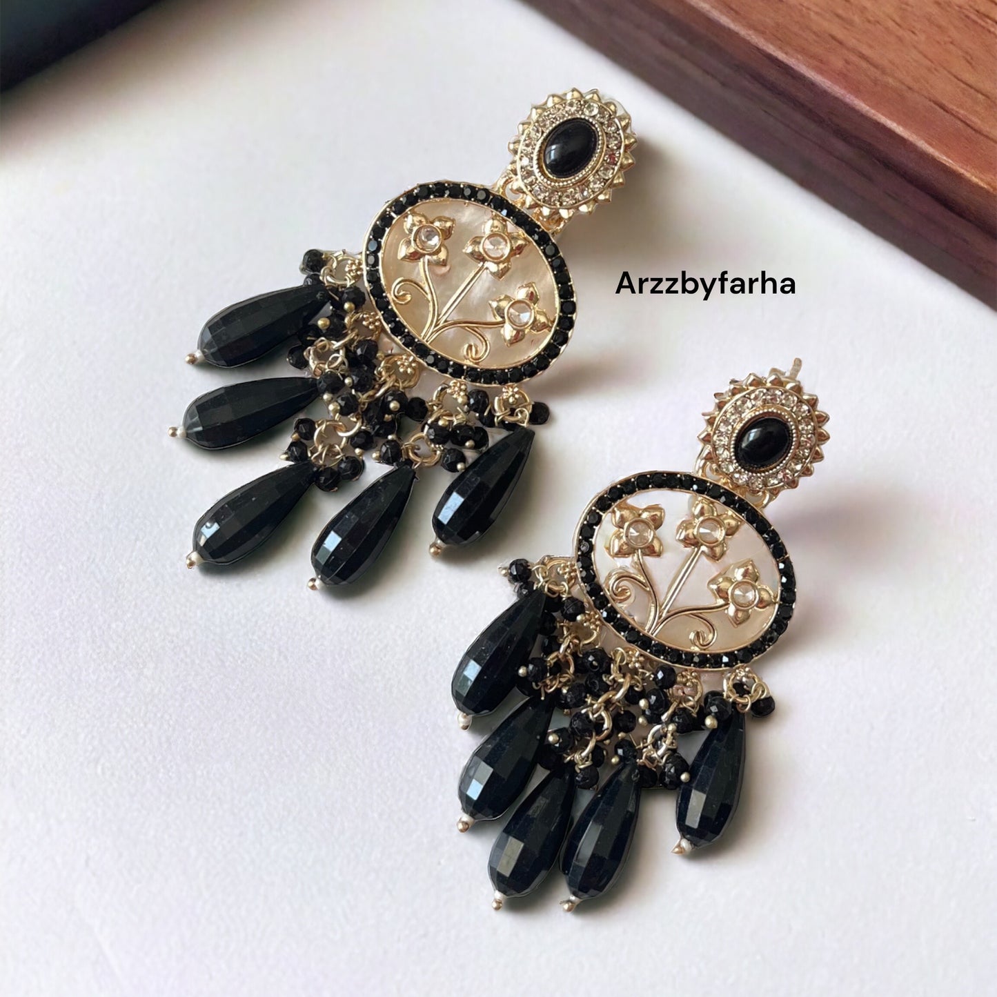 MOP Black Dangle Earrings