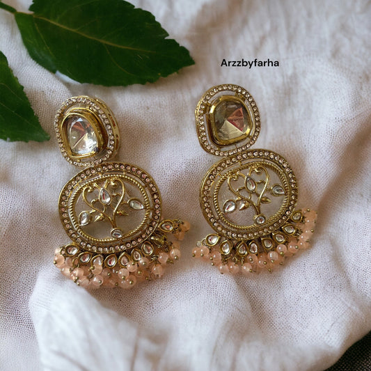 MOP Peach Dangle Earrings