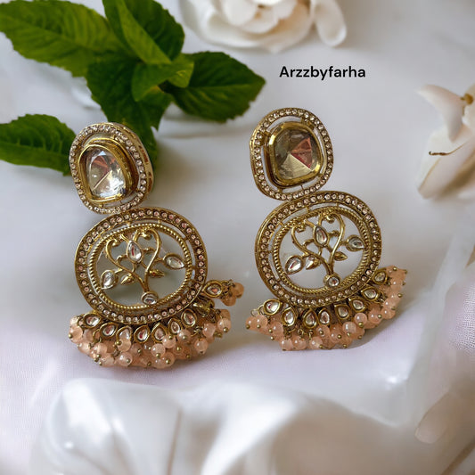MOP Peach Dangle Earrings