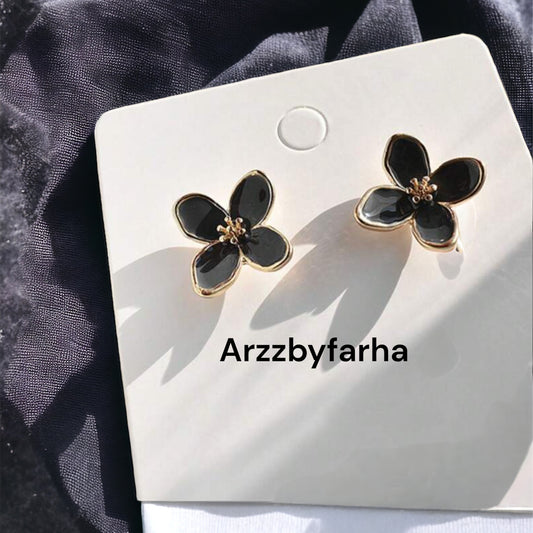 Black Flower Studs Earring