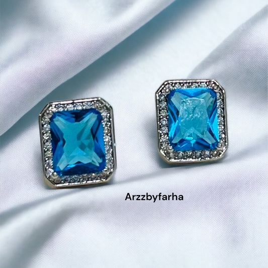 AD Blue Stone Studs Earring