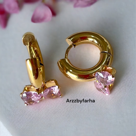 Luxe 18k Gold Pink Zirconia Earrings