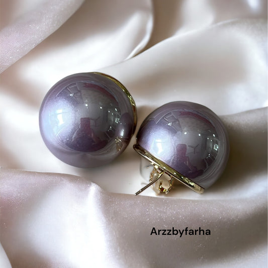Purple Cream Studs Earrings