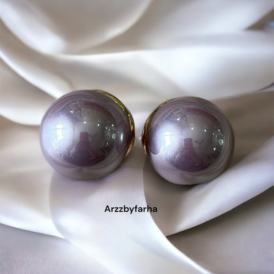 Purple Cream Studs Earrings