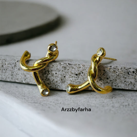 Twisted Gold Studs Earring