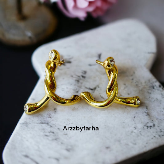 Twisted Gold Studs Earring