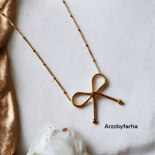 Gold Plated Bow Pendant Chain