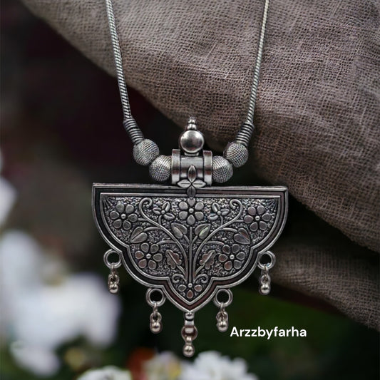 Handcrafted Oxidised Floral Art  Necklace