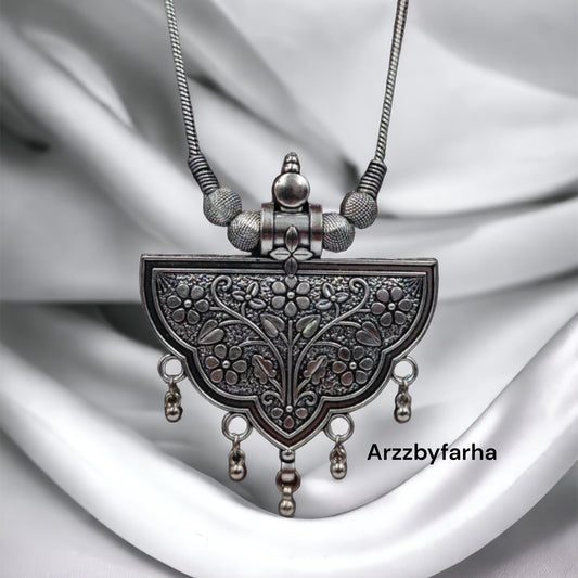 Handcrafted Oxidised Floral Art  Necklace