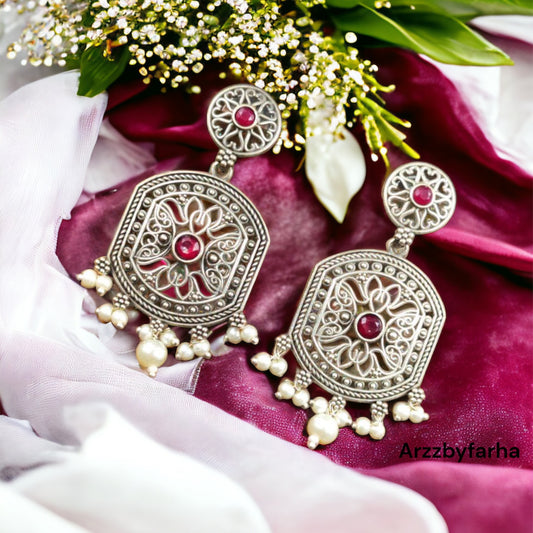 Ruby Pink Stone Dangler Earring
