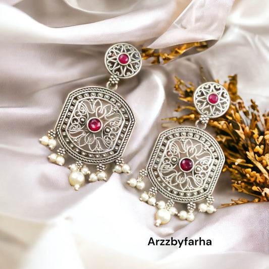 Ruby Pink Stone Dangler Earring