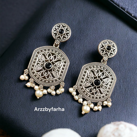 Black Stone Dangler Earring