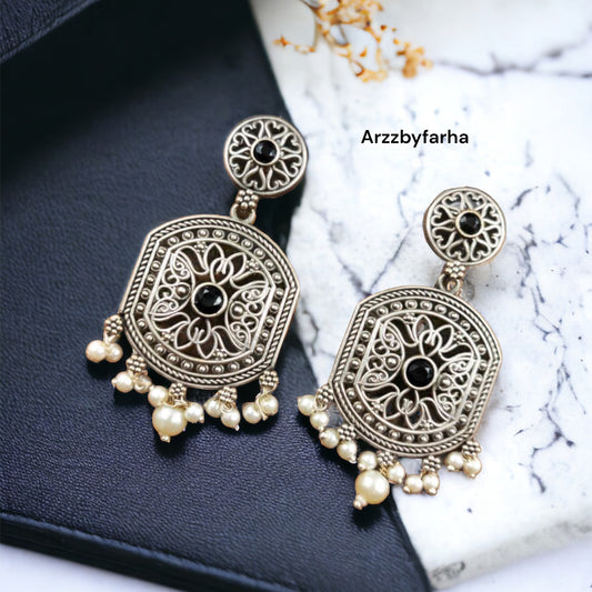 Black Stone Dangler Earring