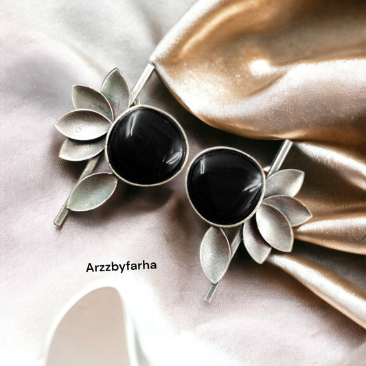 Half Flower Studs Leaf Earring