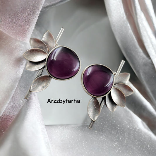 Half Flower Studs Leaf Earring
