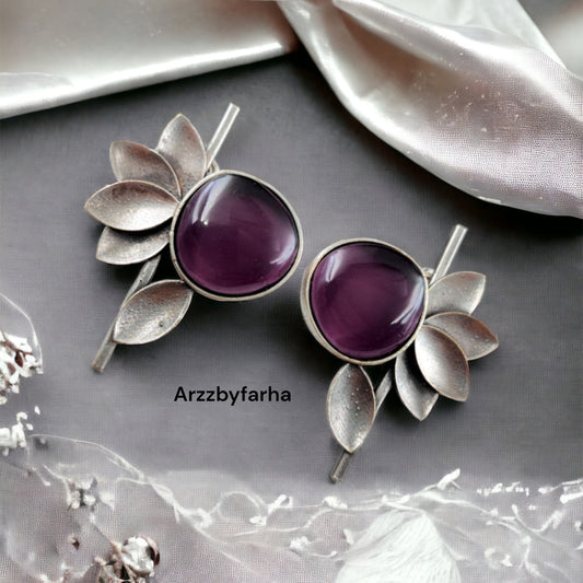 Half Flower Studs Leaf Earring