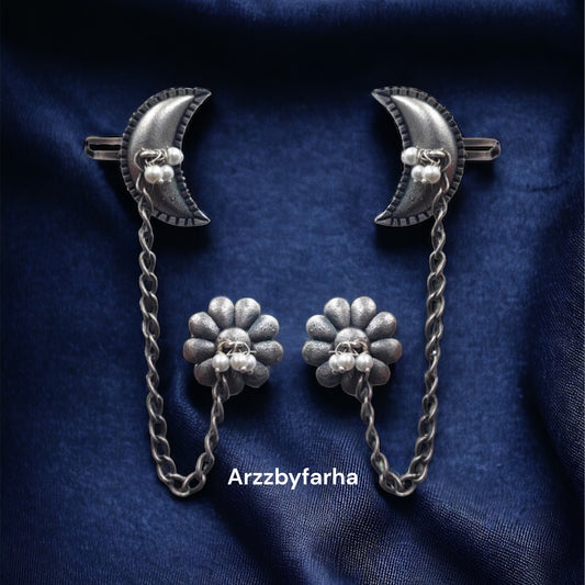Oxidised Silver Chain Earcuffs