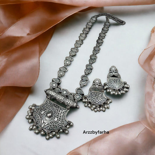 Oxidised Long Necklace Set