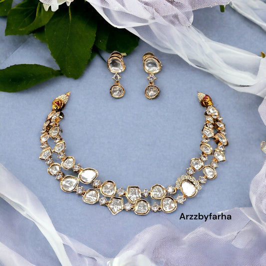 Moissanite Double Layered Necklace Set