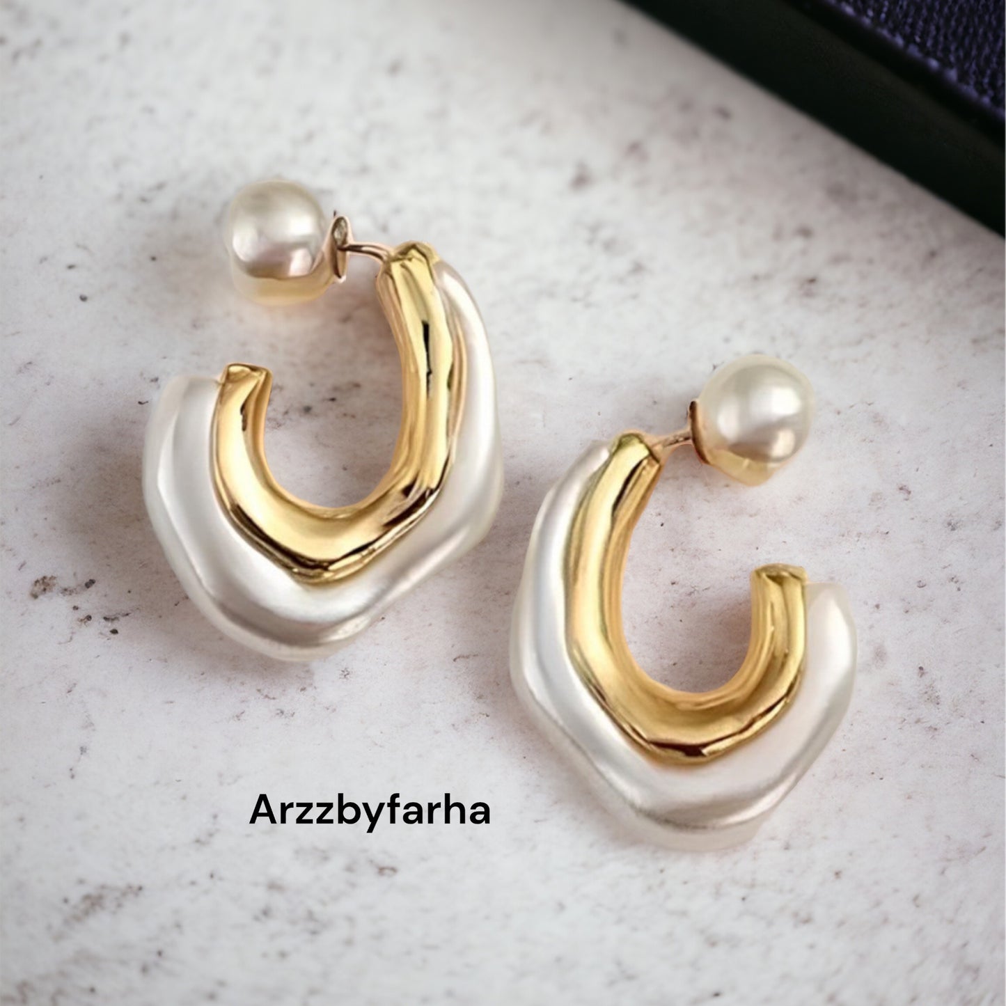 Geometric Back Pearl Earrings