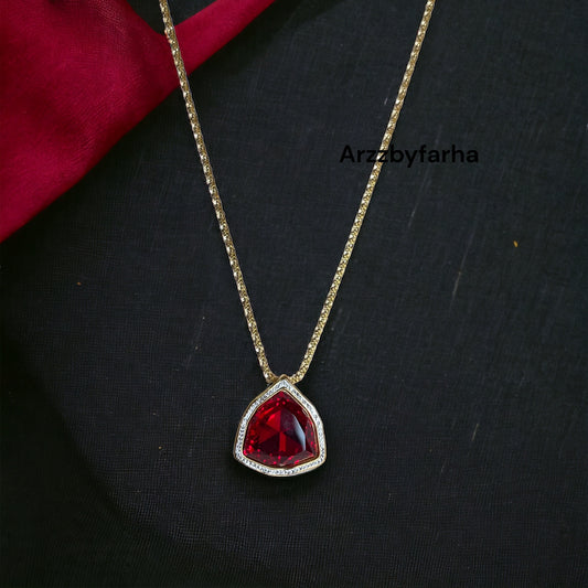 Luxe Red Pendant Stone Chain