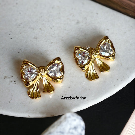 Luxe 18k Gold Bow Studs Earrings