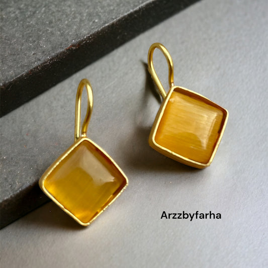 Contemporary Yellow Hook Earrings
