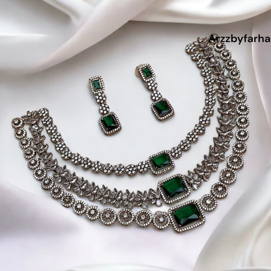 3 Layer CZ Necklace Set