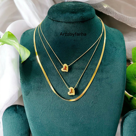 3 Layered Heart Necklace