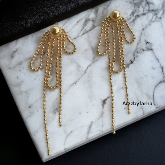 Bow Beads Chain Earrings