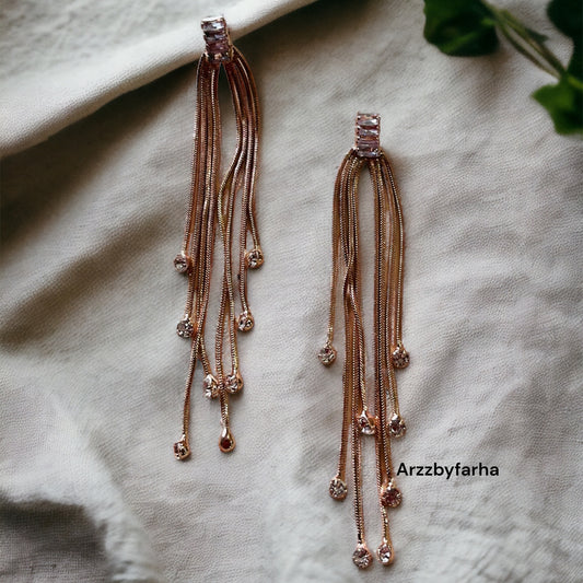 Rose Gold Tassel Earrings