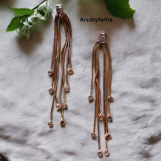 Rose Gold Tassel Earrings