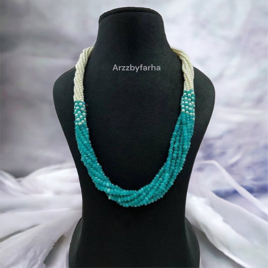 Multilayered Beads & Pearl Short Necklace