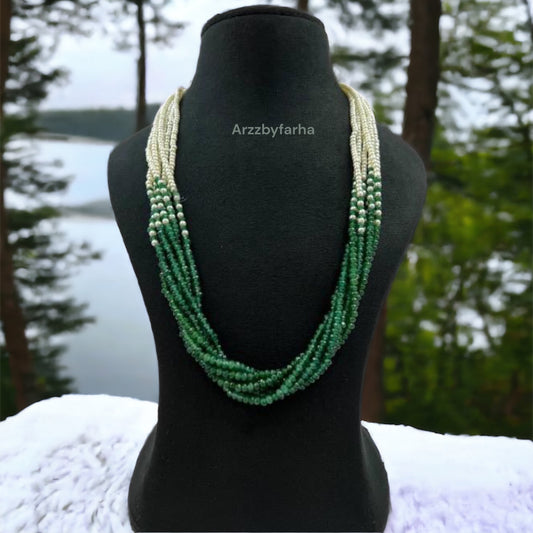 Multilayered Beads & Pearl Short Necklace