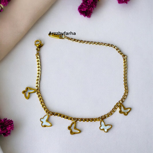 White Butterfly Charm Bracelet