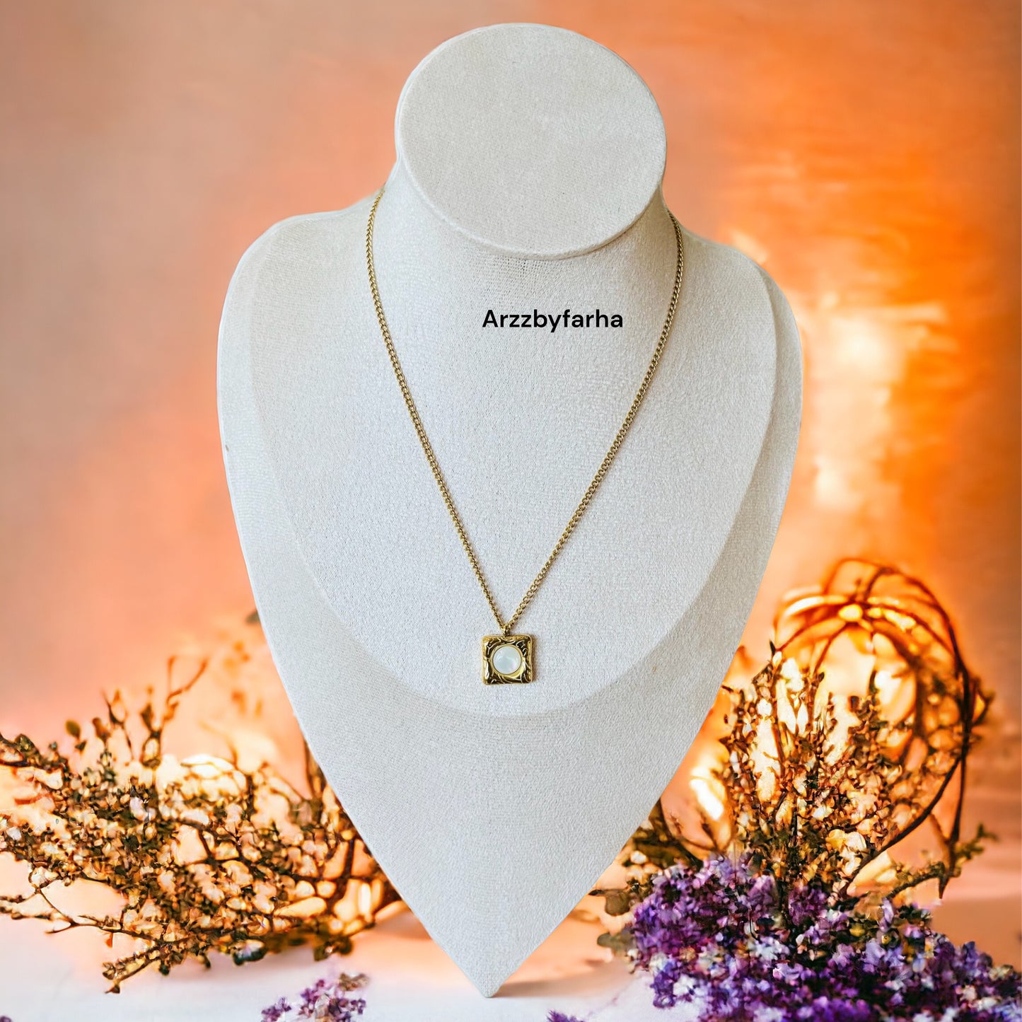 Square Pendant Gold Necklace