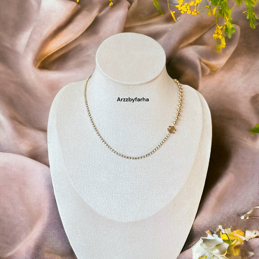 Crystal & Gold Beads Necklace