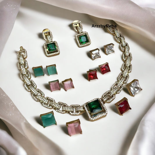 5 in 1 Stone Changeable Necklace Set