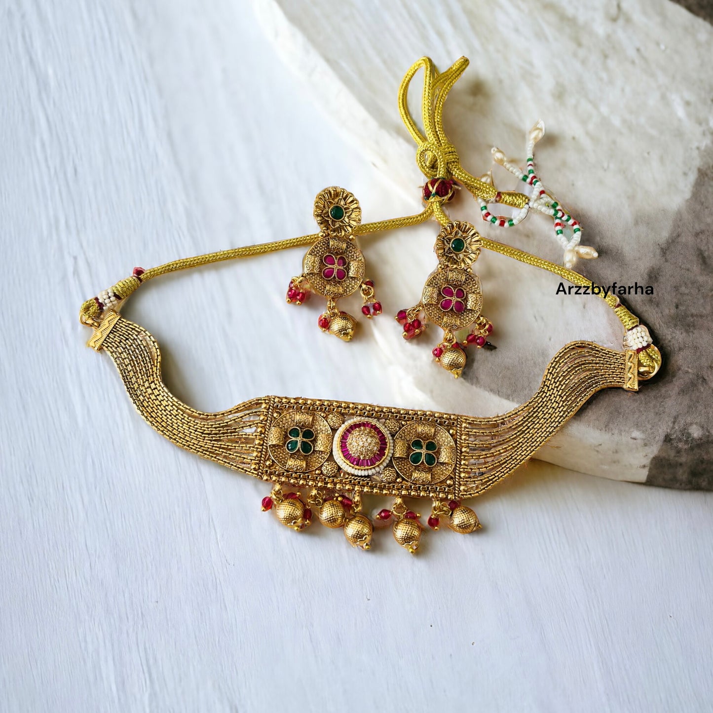 Gold Beads Choker Set