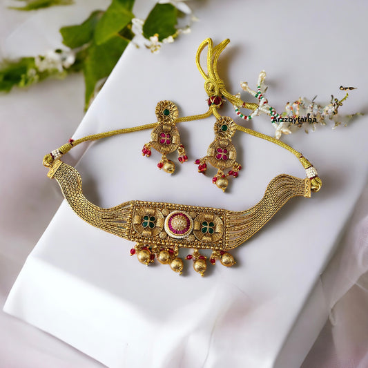 Gold Beads Choker Set