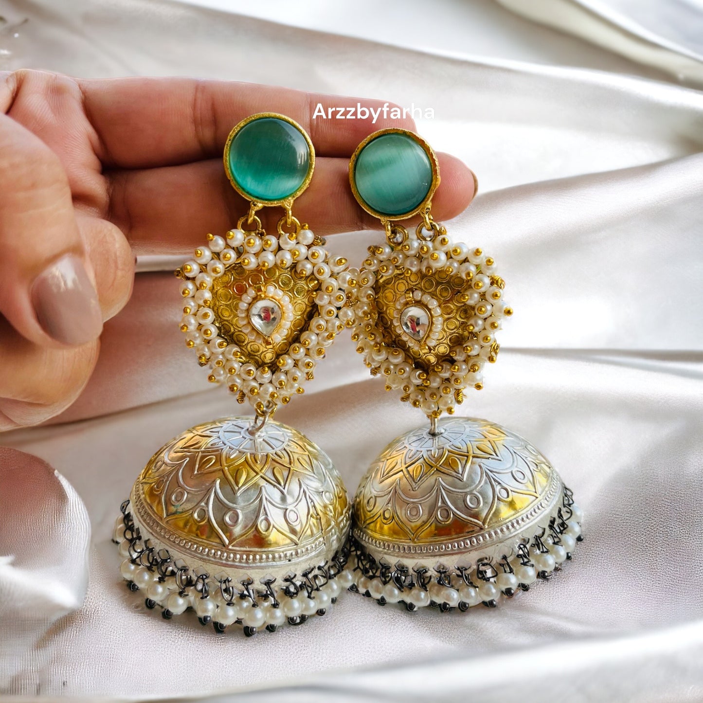 Dual Tone Sea Green Big Jhumka