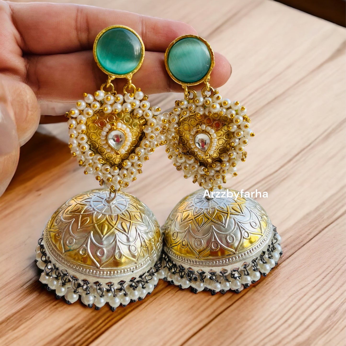 Dual Tone Sea Green Big Jhumka