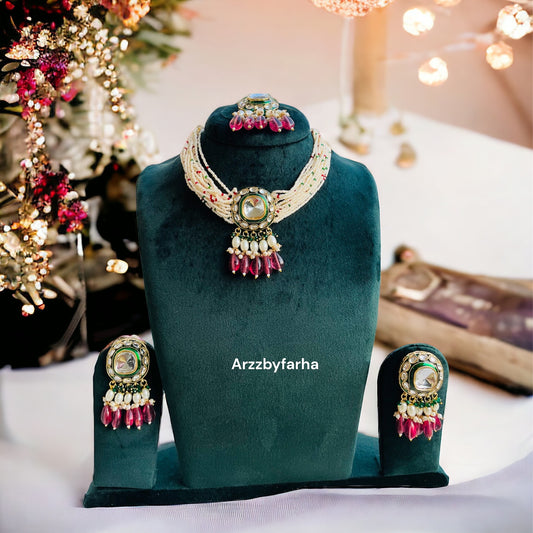 Kundan & Beads Chid Pearl Necklace Set