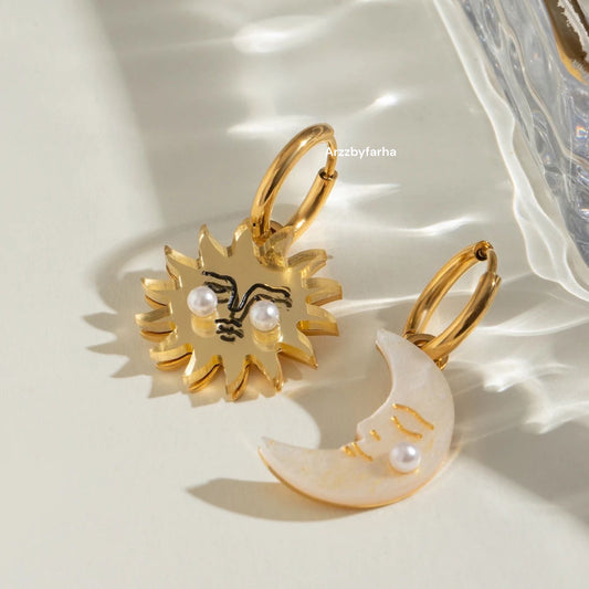 Luxe Sunshine Moon Hoop Earrings