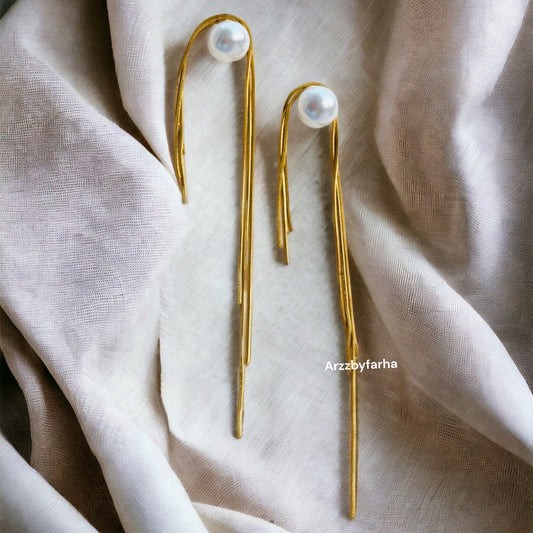 Pearl Tassel Gold  Earrings