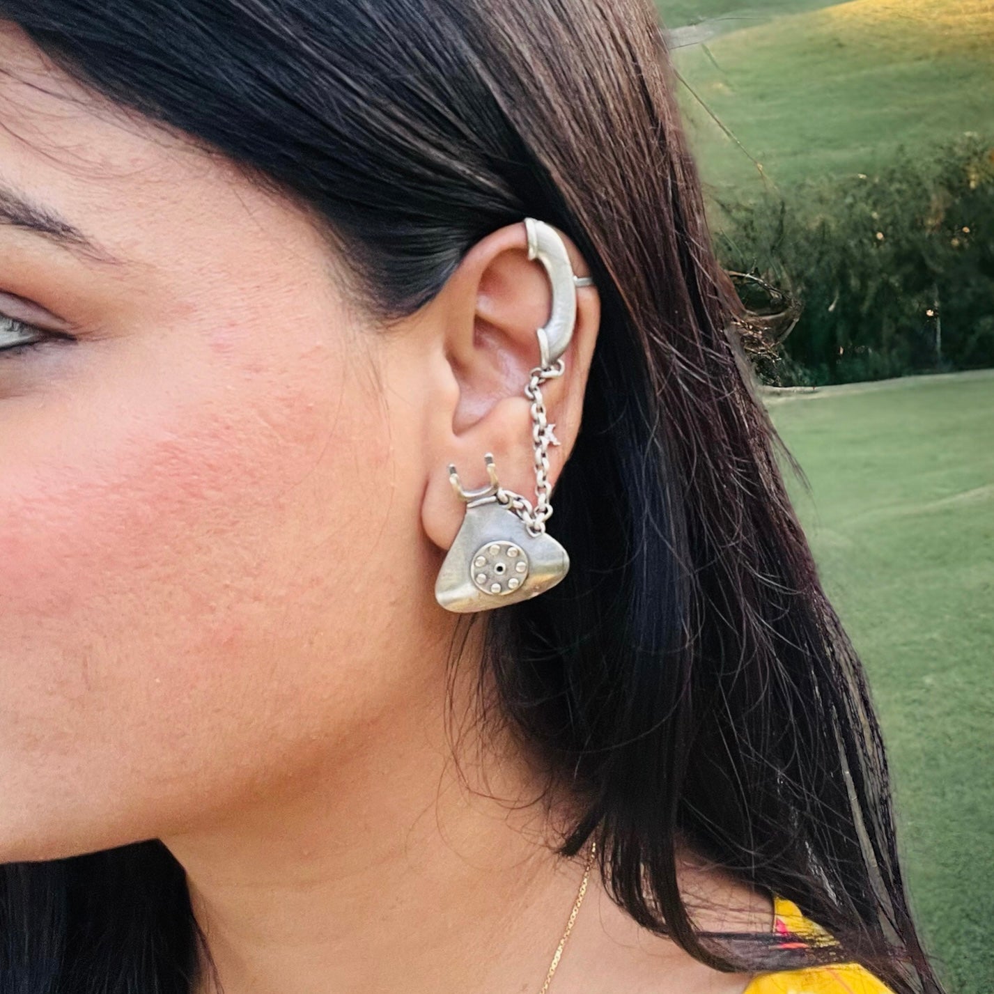Telephone Stud Cuff Earrings