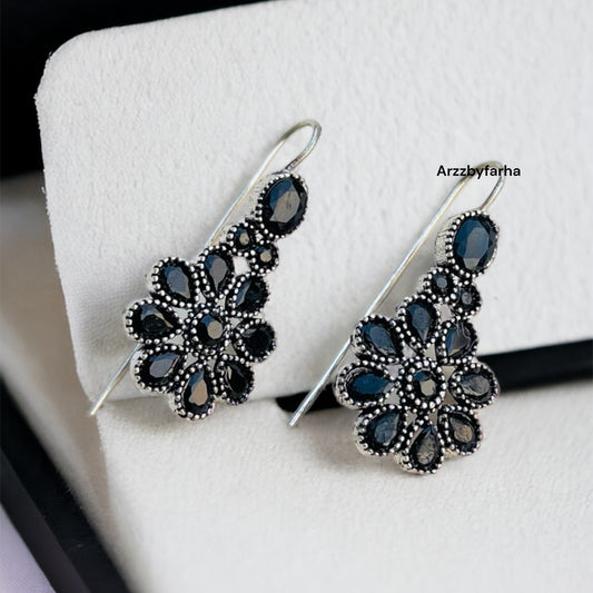 Black Flower Hooks Earring